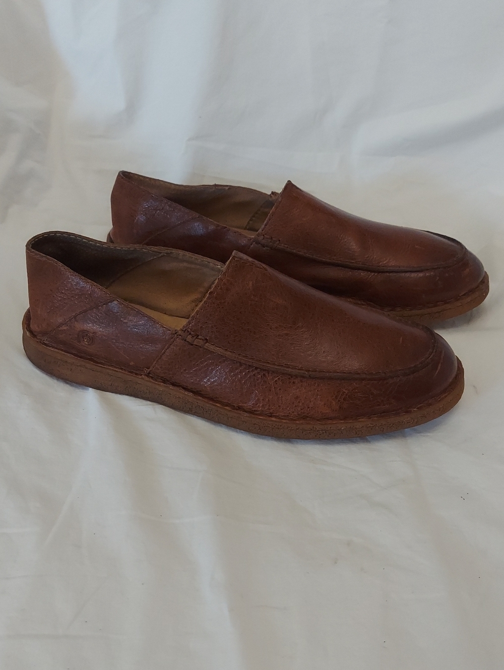Born Men's Chestnut Brown Leather Slip-On Loafers Size 11.5